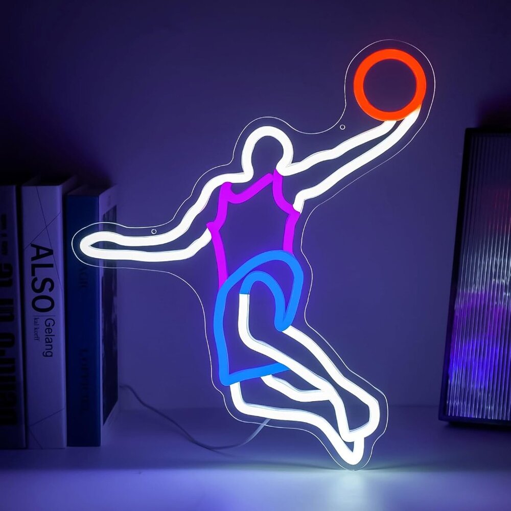 New Shoot Basketball Neon Sign – Dimmable LED Wall Decor for Basketball Lovers